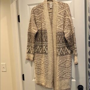 Joie Cream and Gray Patterned Cardigan